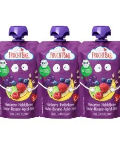 Bio sadni pire MALINA,BOROVNICA, GROZDJE, 3x 100g Fruchtbar